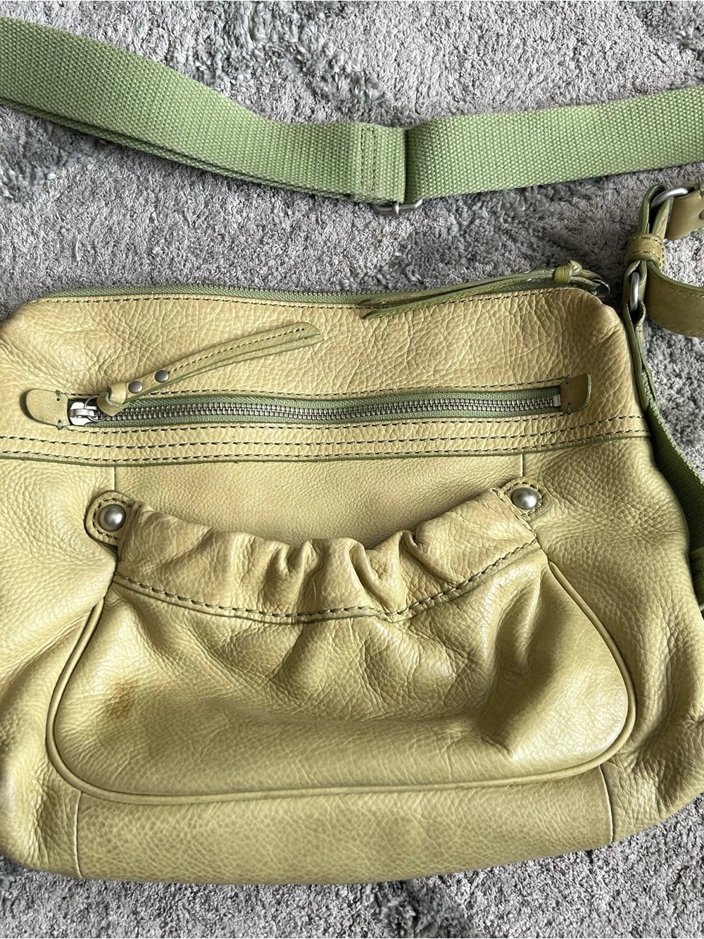 Fossil Olive Green Leather Crossbody Bag